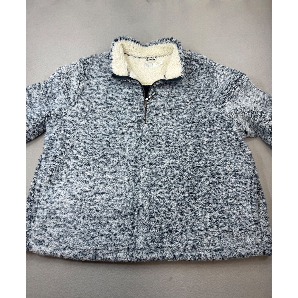 Time and Tru Womens 2X Sherpa Fleece Quarter Zip Pullover Blue Cove TTOP48307